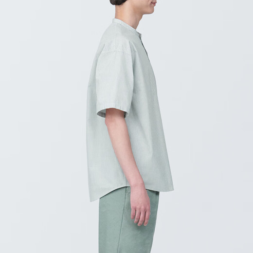 MUJI (MUJI) Feeling de hombres Henry Henry Camiseta de manga corta Camisa de base de hombres Historia de hombres AC1W6C4S Rayas verdes claras M (170/92a)
