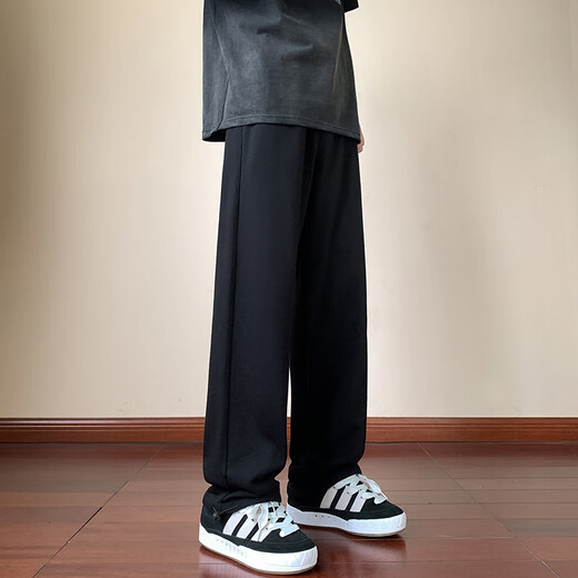 Foss Phil休闲裤子男士春夏季直筒宽松运动阔腿垂感长裤691黑色M