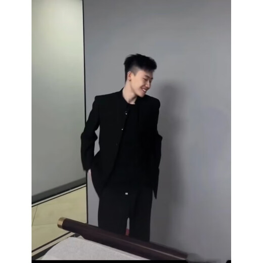 JIAYE high-end handsome new Chinese tunic jacket men's spring and autumn Zhao Shanhe same style casual stand collar suit jacket trend #black single jacket L recommended 105-120Jin Jin equals 0.5 kg