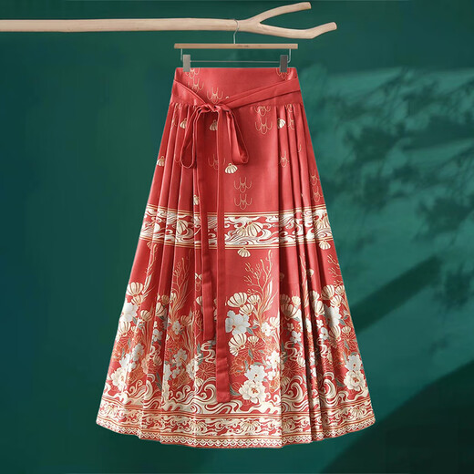 Ono Seven Days Hanfu Chinese Style Horse Face Skirt Women's New Chinese Style High-Quality Ming Made Horse Face Skirt Red One Size Recommended Weight 80 Jin Jin equals 0.5 kg -150 Jin Jin equals 0.5 kg