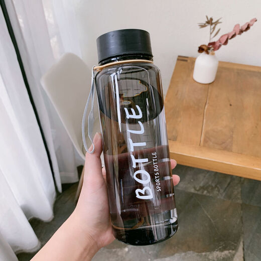 Meng Kuan plastic water cup large capacity sports male and female students anti-fall and heat-resistant summer portable tea cup with filter kettle NK-9573 black 1000ml cup