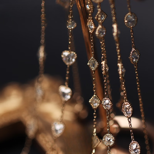 Beiyou original design Galaxy Pouring Moissanite non-diamond dream come true double-sided 14k gold bracelet does not support 7 days without reason