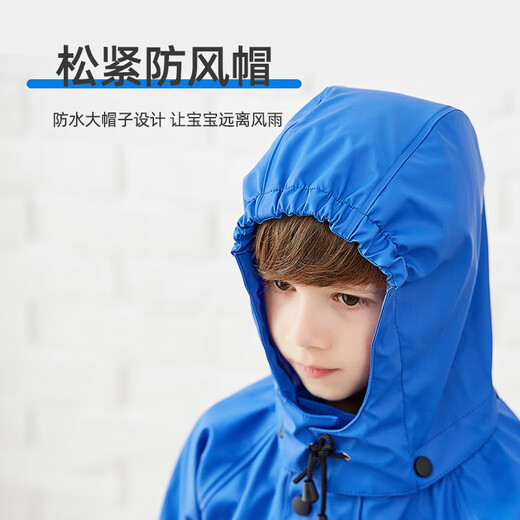 XMSJ Children's Raincoat Men's and Women's Kindergarten Baby Waterproof Overalls Primary School Raincoat Children's Junior Middle School Gray and Rose Red S