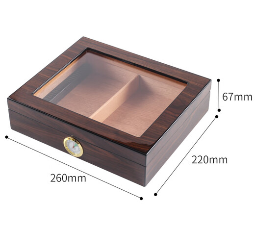 Set of Hakka cigar humidor three-layer small household cigar cabinet cigar box Spanish cedar wood aging box storage box transparent window holds about 30 cigars