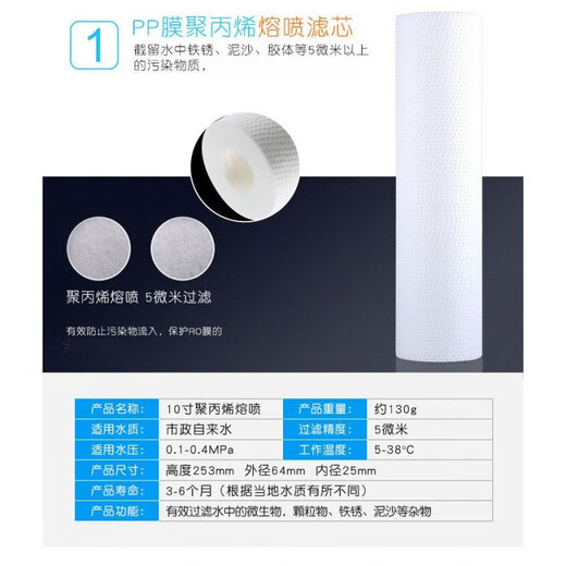 XMSJ household water purifier filter element JYW-HC-1283WU kitchen water purifier set five-level set 12345 + wrench joint