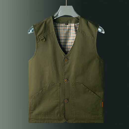 
Keerqi vest men's pure cotton work vest middle-aged and elderly people's large-size photography fishing horse clip daddy wear multi-pocket vest khaki 8802 XL suggestion 130-145Jin [Jin equals 0.5 kg]