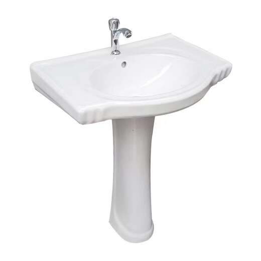 Pillar basin ceramic wash basin household wash basin large apartment small apartment bathroom vertical balcony wash basin 3004 double hole + column