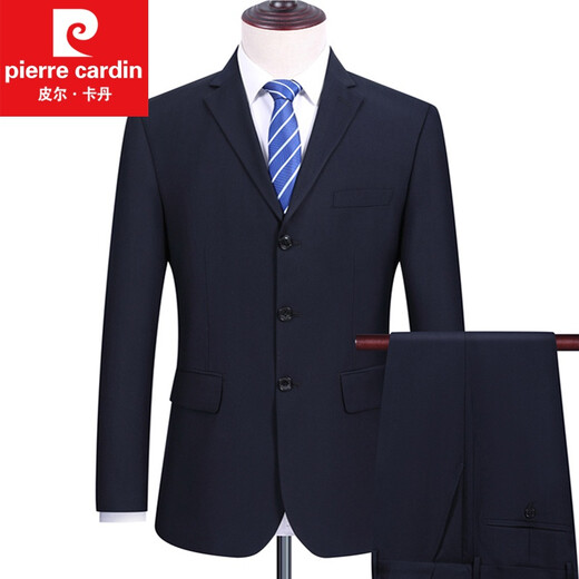 Pierre Cardin middle-aged suit men's suit business formal suit professional suit groom wedding suit dad knitted navy blue 2 buttons double slit 99 L 175/B 2 feet 7 waist
