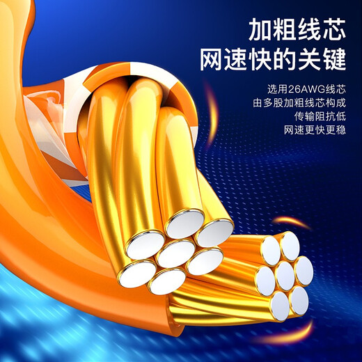 毕亚兹 六类CAT6类网线 40米 千兆网络连接线 工程家用电脑宽带监控非屏蔽8芯双绞成品跳线带头 WX8
