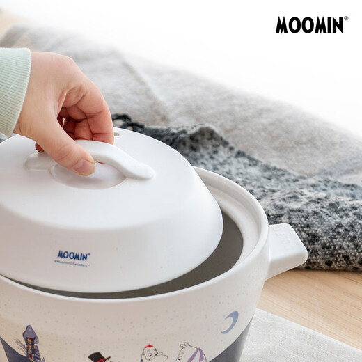 Moomin soup pot, retro medical stone particle ceramic stew casserole, large capacity, resistant to sudden cooling and sudden heating, for cooking soup and stew, dark sky blue 4.3L, resistant to sudden cooling and sudden heating, made in China