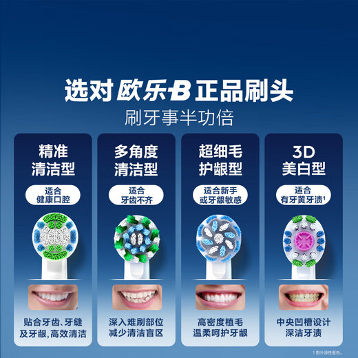 Oral-B electric toothbrush head, small round head, adult upgraded X-type brush head, suitable for adult D/P/Pro series toothbrushes, precise cleaning type EB20 3 pieces