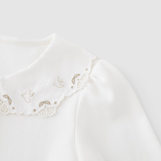 YEEHOO shopping mall same style children's shirt spring and summer pure cotton long-sleeved girls' shirt 2025 new children's top Yunsi white 80 cm