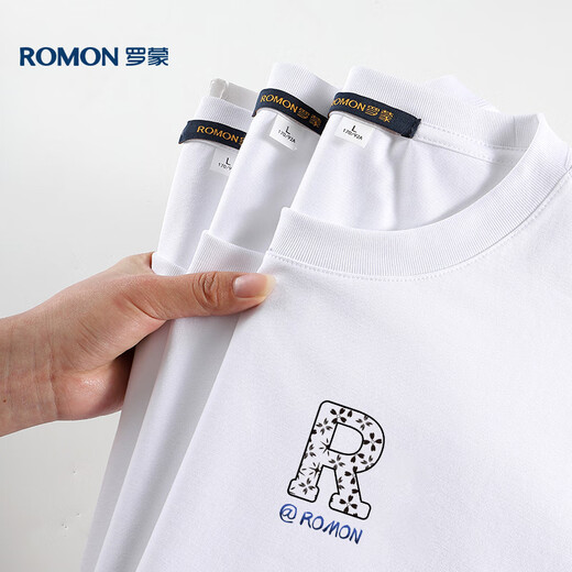 
ROMON Father's Day gift short-sleeved T-shirt for men summer ice silk thin breathable base shirt for men 698 white L