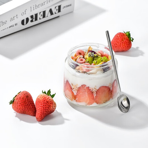 ASVEL Overnight Oatmeal Cup Portable Breakfast Cup with Lid Glass Sealed Large Capacity Oatmeal Milk Cup 330ML