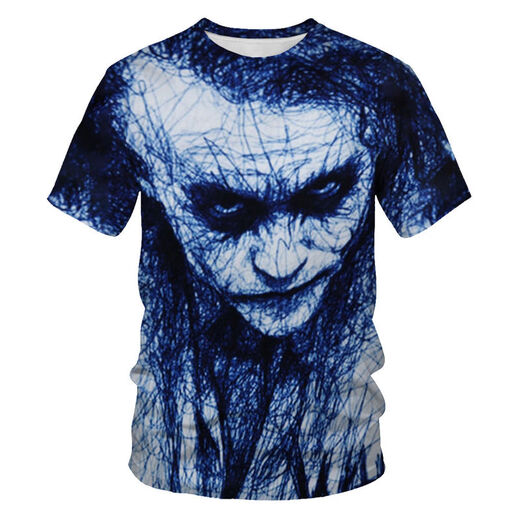 Vpvz Clown T-Shirt 2024 Sommer Neuer 3D-gedruckter modischer Männer personalisierter lässiger rundes Hals-Hals-Halbhülsen-T-Shirt Y838 2xl