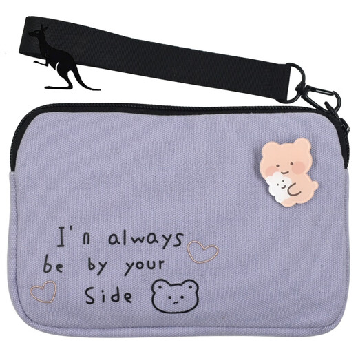 Cool Kangaroo women's bag light luxury canvas clutch simple fabric hand grab bag girl cute mobile phone bag fashion mini Japanese and Korean turmeric