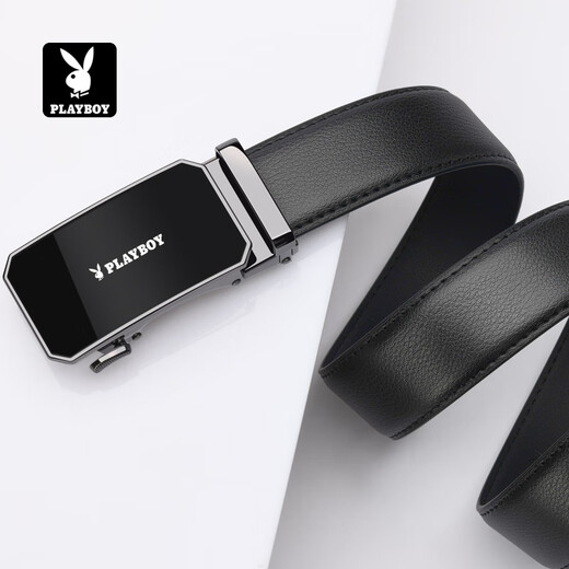 Playboy Belt Men's Cowhide Automatic Buckle Belt Men's Young and Middle-aged Belt Practical as a Birthday Gift for Husband and Boyfriend