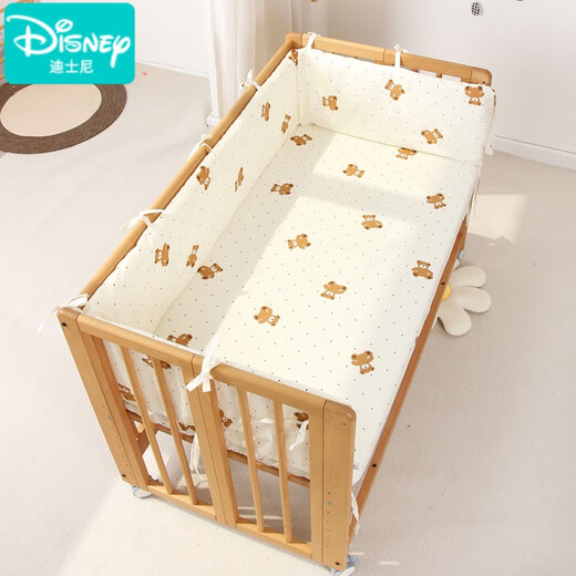 Disney baby bed surround one-piece cotton anti-collision fence barrier children's splicing bed surround soft bag can be detachable and washed custom-made Happy little dinosaur bed surround [height 40cm] Length 150cm