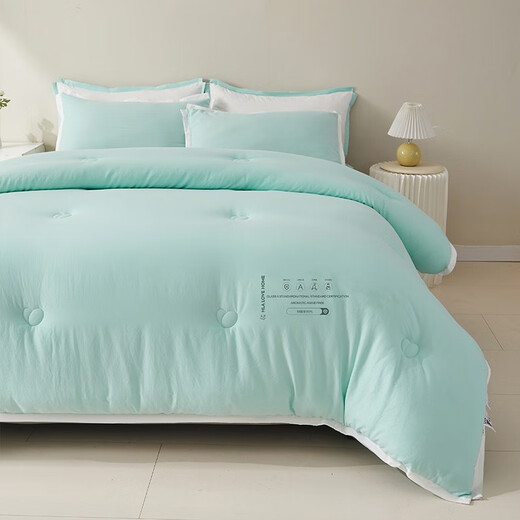 HaiLan Home (HLA) quilt spring and autumn quilt core Class A antibacterial super soft soy fiber air conditioner Door household single and double summer cool quilt [Class A super soft antibacterial] Cyan-white edge 200*230cm/about 8 Jin [Jin equals 0.5 kg]