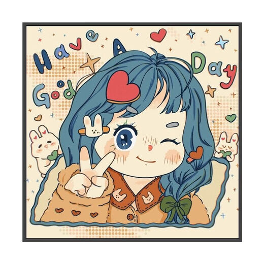 
Meisan (Meian) cute girl digital oil painting DIY hand-filled oil painting cartoon cartoon coloring healing decoration hanging painting RS12342 30*30cm