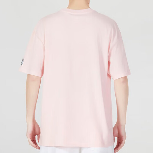 耐克（NIKE） 短袖T恤男士夏季运动服宽松纯棉印花休闲叠搭刺绣轻便半袖上衣 FB9804-686粉色 L