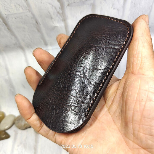 Bronck Pull-out kleine Schlüsselbeutel Mini Ultra-dünn tragbarer Männerkopfschicht Cowide Draw String Key Cover Key Bag Damen 1858 S-vegetierbares Bräunungskoffer