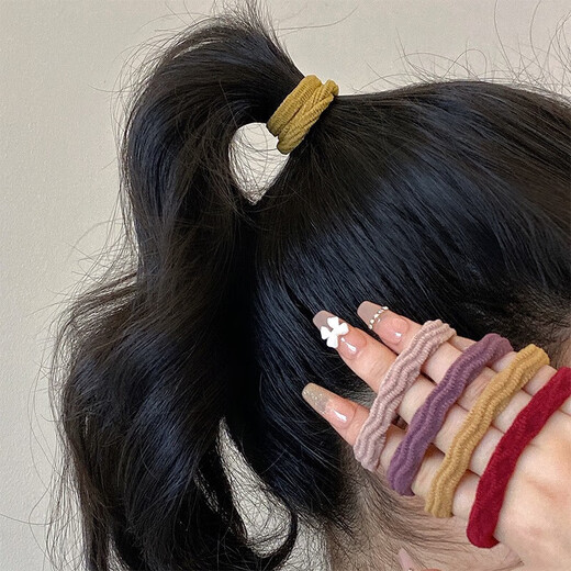 杰唯伊头绳橡皮筋女扎头发简约气质高弹力耐用2023新款高端皮套发圈发绳 BH-FQ04*混装5件套