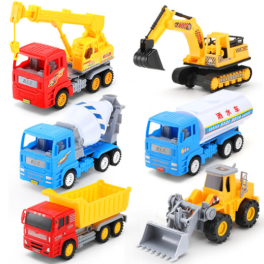 Large-sized engineering car children's toys boys set excavator bulldozer sprinkler mixing crane excavator small wj 9853 project 3 installation e-commerce version