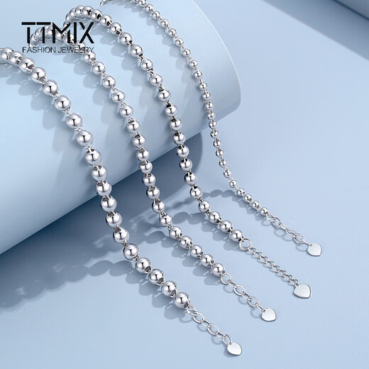 TTMIX Platinum Ball Bead Bracelet PT950 Platinum Transfer Beads Women's Hand Jewelry Real Gold Buddha Beads Bracelet 4.9-5.1g 16+3cm Thick 3.0mm