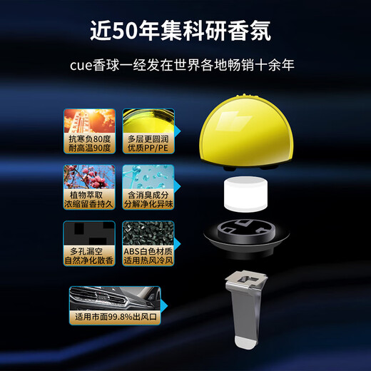 卡饰社CUE香球汽车香水空调出风口车内香薰替芯车载装饰品持久淡香车用 CA-11166-幽香味【2粒】替换装
