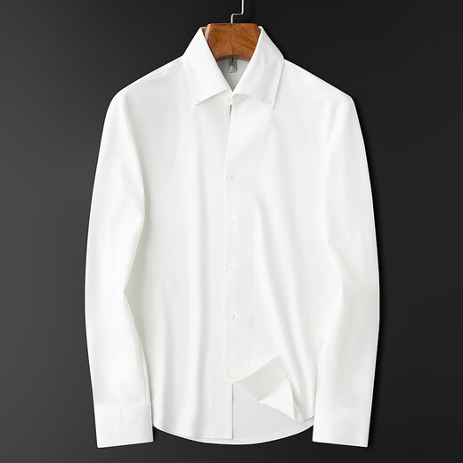Prideme leichte Luxus Herbst Dünne kubanischer Kragen weißes Hemd Langarm Slim Puting Business Casual Italian Herren Shirt BNS6636-Black 2xl [Gewichtsempfehlung: 150-160jin [Jin gleich 0,5 kg]]]