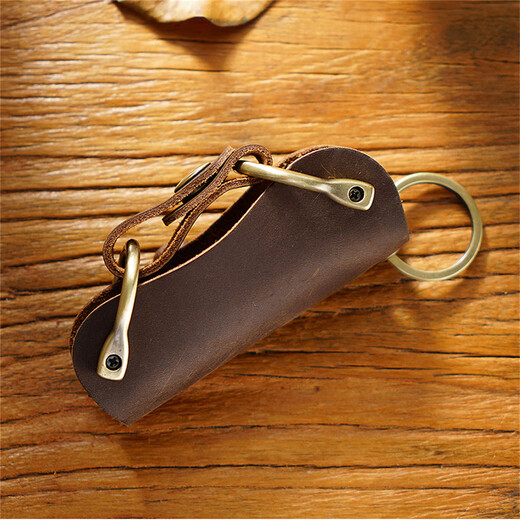 Patriot Crazy Horse Leder Key Pack für Männer und Frauen Retro -Stil echter Lederschlüsselpack einfach