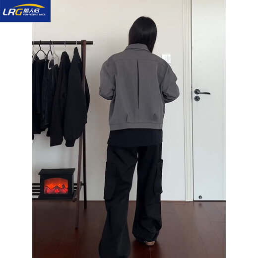 篱人归短款灰色西装外套男秋冬cleanfit行政夹克棉服垫肩美式夹棉棒球服 灰色 XL (130-145斤)