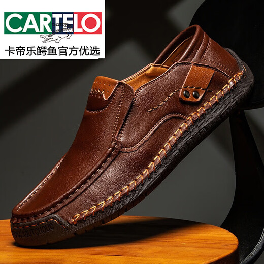 Cartelo High-End-Herrenschuhe Herrenleder Schuhe extra großer Größe Fett 46 Großgröße 47 Britische Herbstleder Outdoor Trendy Casual Schuhe 9916 Dunkelbraun 38