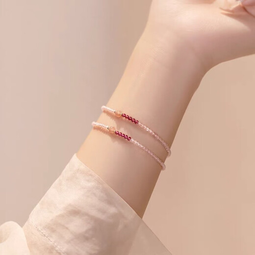 Ultra-fine 3mm strawberry crystal white powder crystal bracelet for women 14k transfer beads ultra-fine summer design niche 3MM pink crystal bracelet