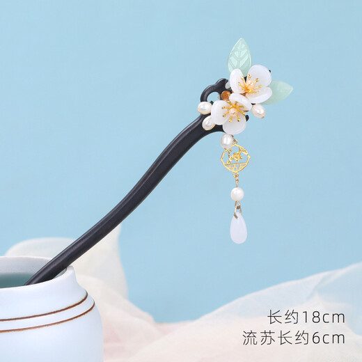 Wanbaozi classical hairpin, antique sandalwood hairpin, rocking wooden hairpin, high-end new Chinese tassel hairpin, wooden hairpin, Ximeng