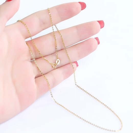 Yan's 18k gold necklace for women, rose gold single element chain, gold o-shaped chain au750 color gold necklace, women's clavicle chain, K gold color, about 2.0mm50cm thick