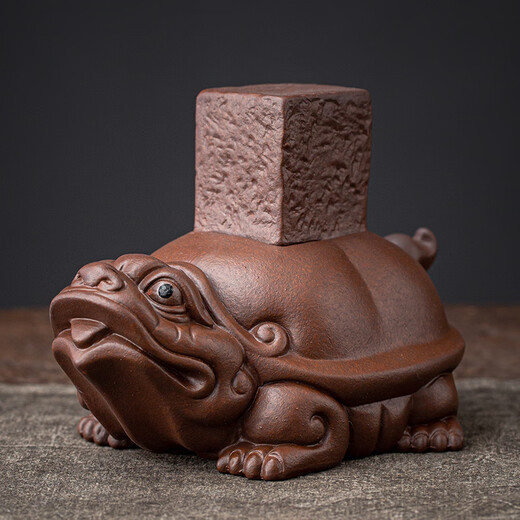 Yuxuan purple sand golden toad designated rich tea pet to attract wealth, handmade can raise high-quality dragon turtle cover tea set accessories ornaments ZY dragon turtle cover with purple mud