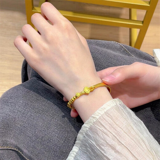 Jianyingsi 9999 Ruyi Lock 24k gold-plated half bracelet bracelet gold transfer bead bracelet Chinese Valentine's Day gift for my wife Ruyi Lock Half Bracelet