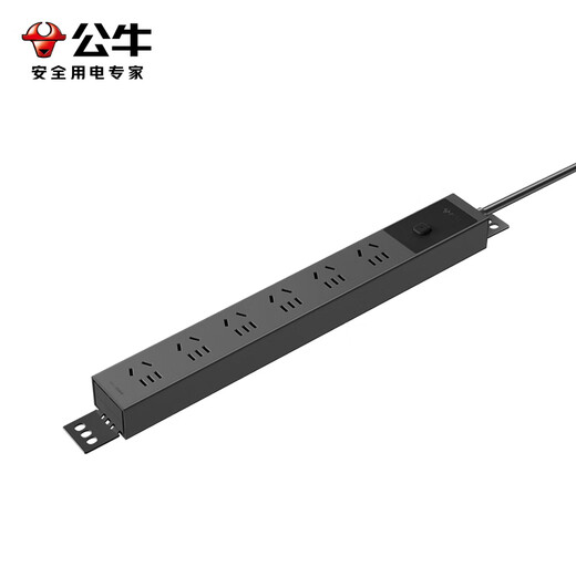 Bull (BULL) PDU desktop e-sports cabinet socket/wire board/plug/row plug/wire board/drag board 10A [six-digit total control overload protection 1.8 meters] P106E black