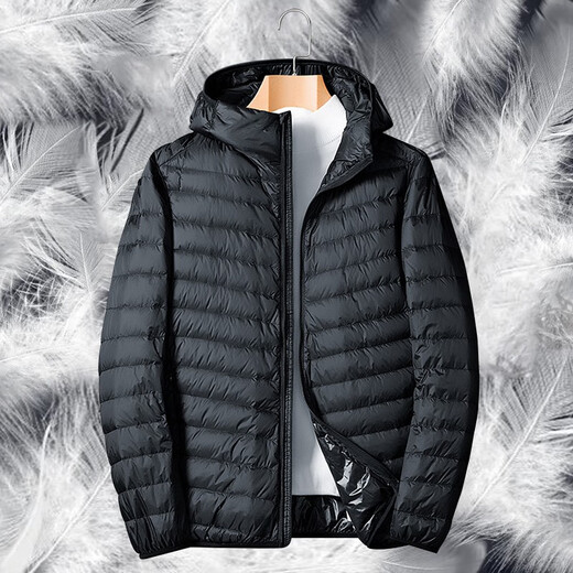 Woodpecker Lightweight Down Jacket Men's Short Winter Jacket Men's New Ultra-Light Casual Young and Middle-aged White Duck 16050 Black (Stand Collar) 2XL (160Jin Jin is equal to 0.5kg -180Jin Jin is equal to 0.5kg)