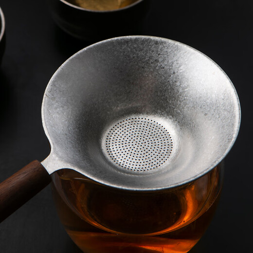 Let’s get some pure titanium tea leakage, tea filter, long handle tea strainer, tea leakage, ultra-fine tea filter, tea separator, fair cup, high-end filter, 225 hole crystal model, black walnut long handle tea strainer