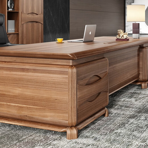 CUNOHVRG New Chinese Style Atmosphere Solid Wood Boss Desk President Desk Manager Desk Executive Desk Walnut Simple Office Desk and Chair Combination 2m Desk