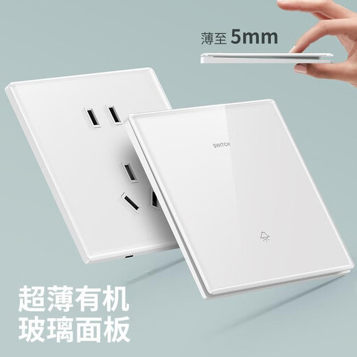 国际电工开关插座面板亚克力家用86墙壁暗装双控五孔带开关USB电源5孔插座 五孔插座(10A)