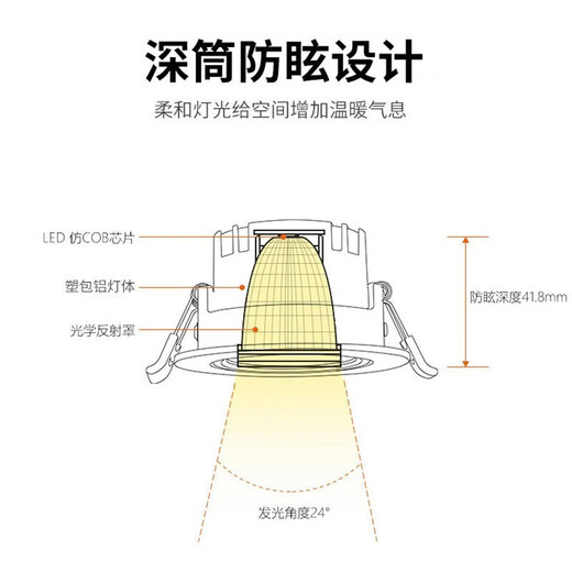 Foshan Lighting (FSL) LED anti-glare spotlight decorative atmosphere light embedded ceiling light bull's eye lamp 6W neutral light