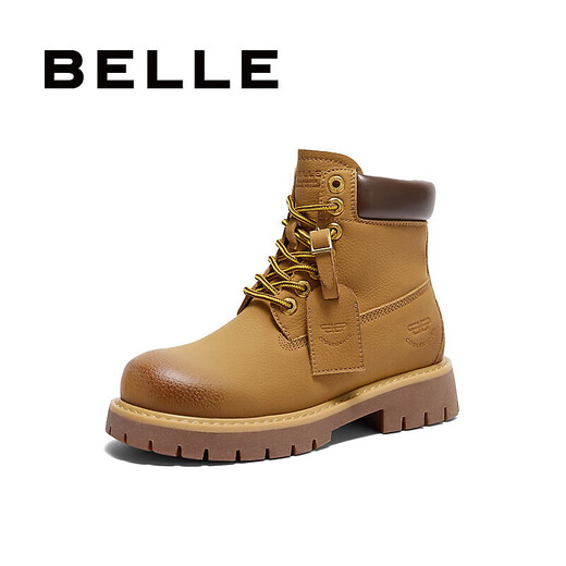 百丽（Belle）又见旷野工装靴女商场款户外休闲短靴B9S1DDD4 【周雨彤推荐】黄色-单里-女款 37 (235mm)