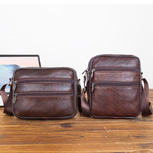 
CEOCK light luxury genuine leather shoulder bag men's crossbody bag small backpack pure leather cow gift top layer cow leather flagship coffee [horizontal 9906#]