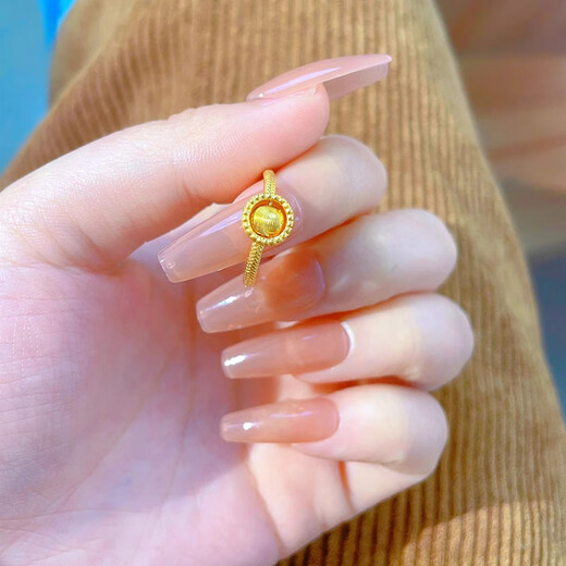 QMXD Gold Cat's Eye Shi Lai Run Ring Women's Adjustable Niche Light Luxurious Wealth Transfer Beads Imitation Sand Gold Birthday Gift Shi Lai Run Ring