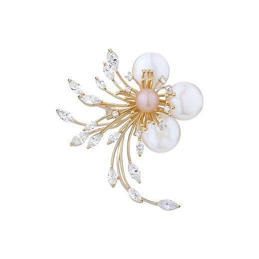 Oppenheim benheart Danish original flower pearl brooch elegant female high-end temperament corsage pin pendant fashion festival gift brooch-Tide Flower Language Gold