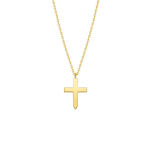 Baozha Yin series prayer guardian necklace 18K gold cross clavicle chain jewelry gift 18K hidden gold chain length 40+2cm